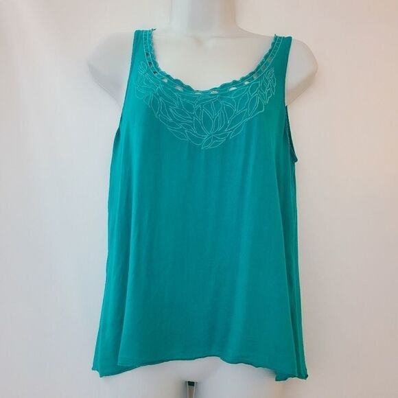 Aerie Scoop Scalloped Neckline Teal Tank Top – Size S - Picture 1 of 7